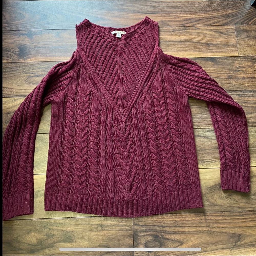 Maroon Cold Shoulder Sweater